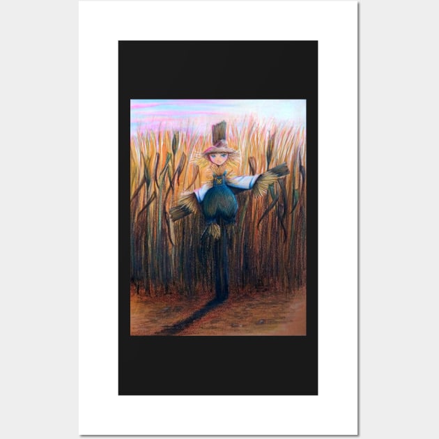 Scarecrow in a Cornfield Wall Art by 1Redbublppasswo